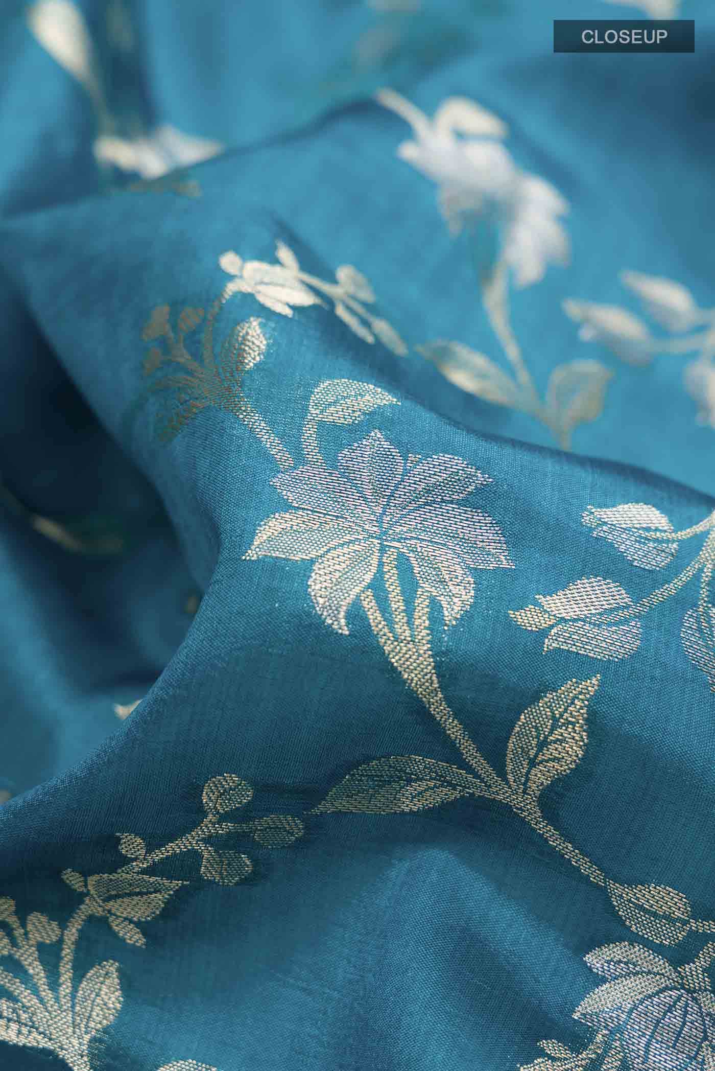 Blue Banarasi Raw Silk Saree