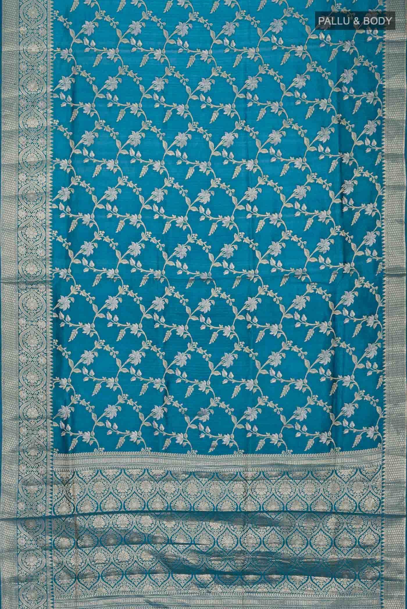 Blue Banarasi Raw Silk Saree
