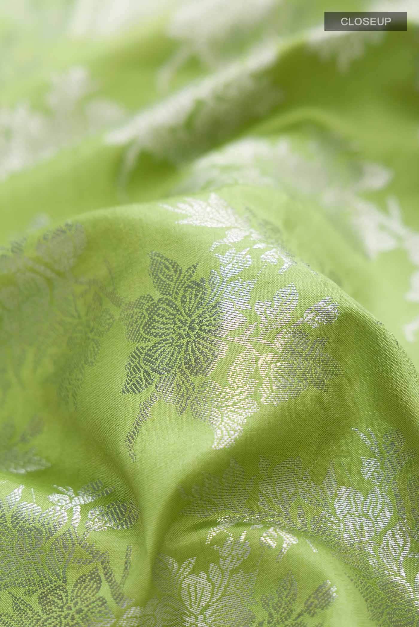 Green Banarasi Raw Silk Saree
