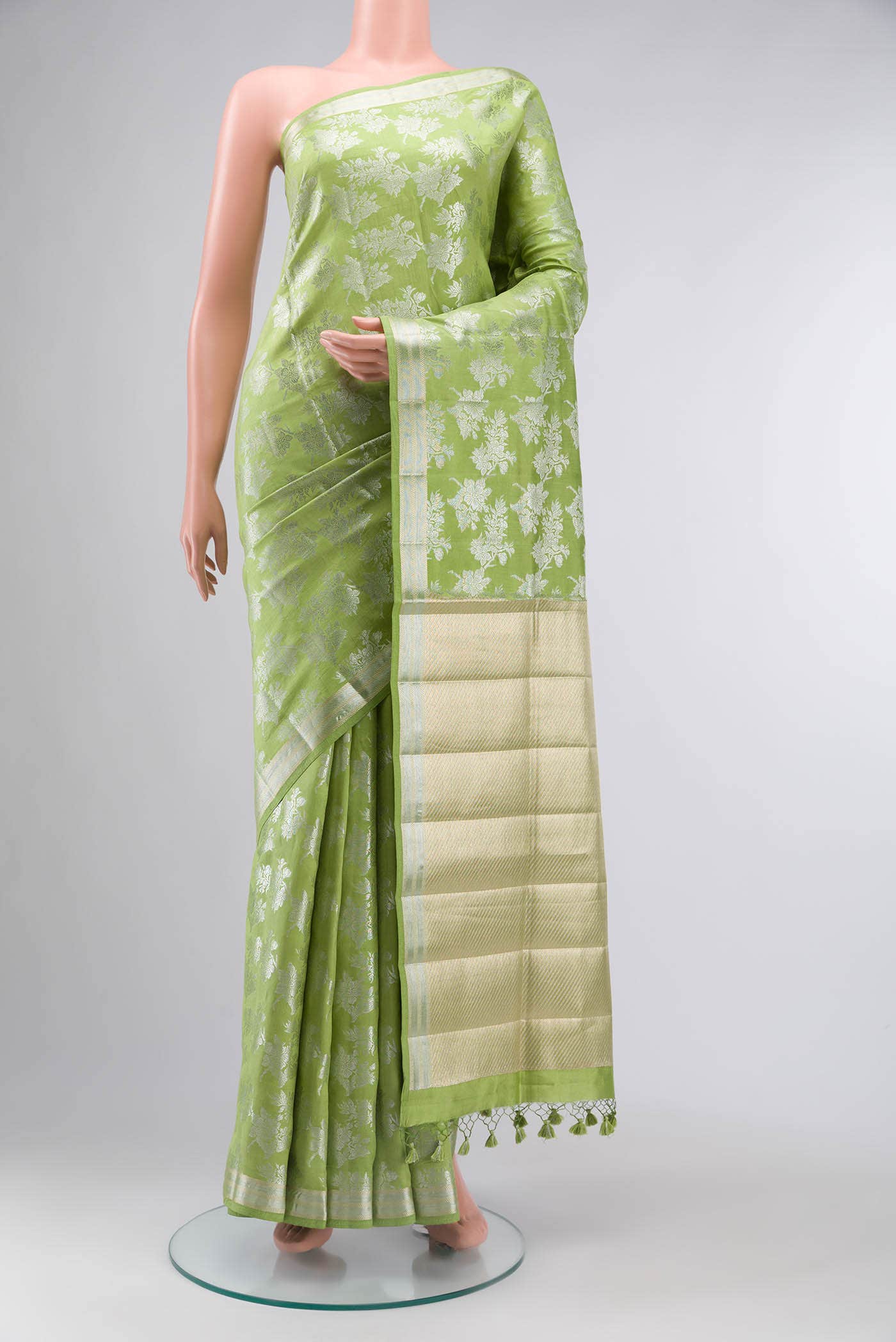 Green Banarasi Raw Silk Saree