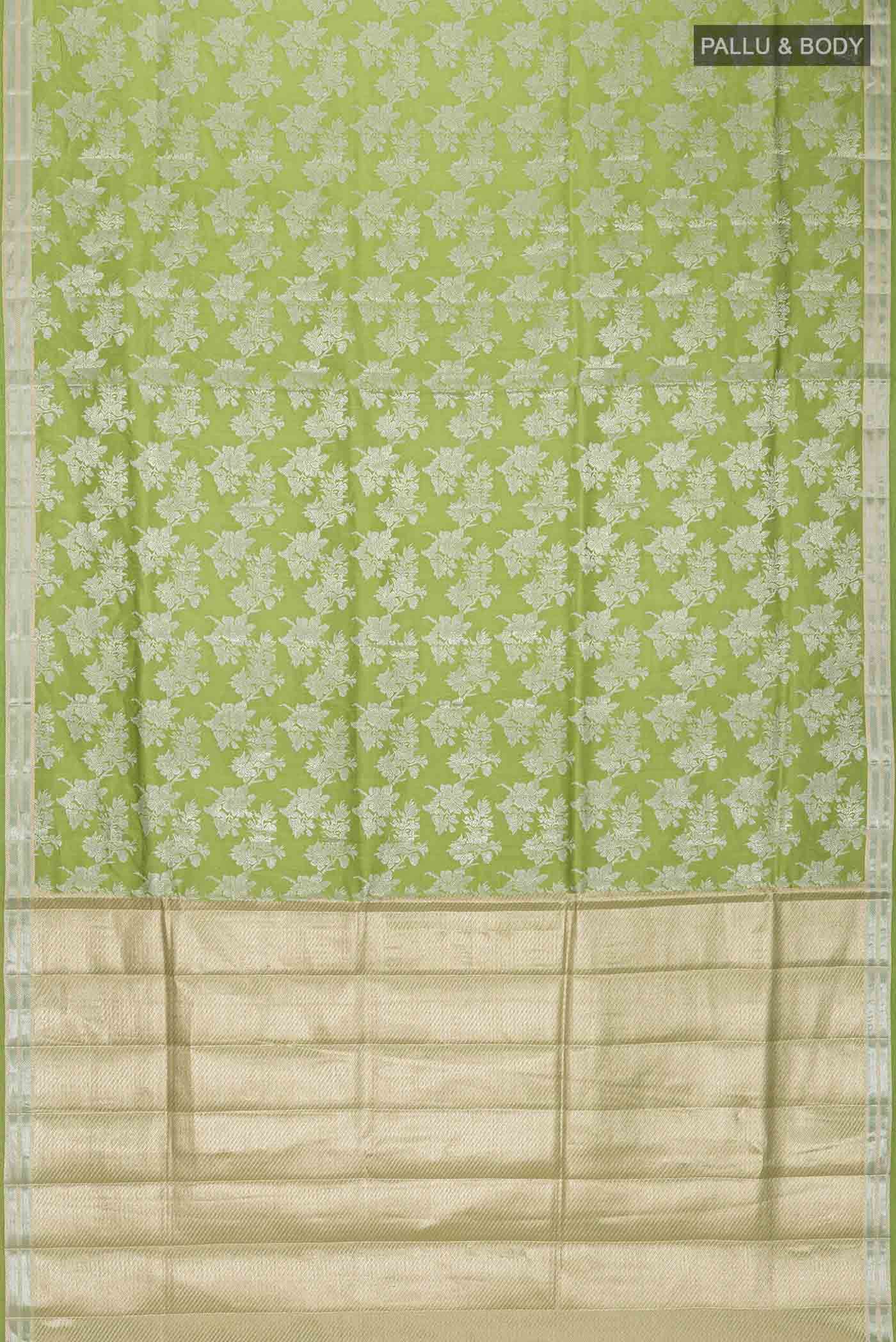 Green Banarasi Raw Silk Saree