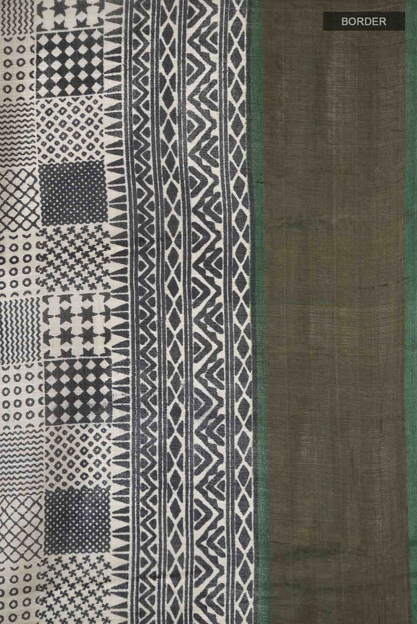 Beige Bhagalpuri Tussar Silk Saree