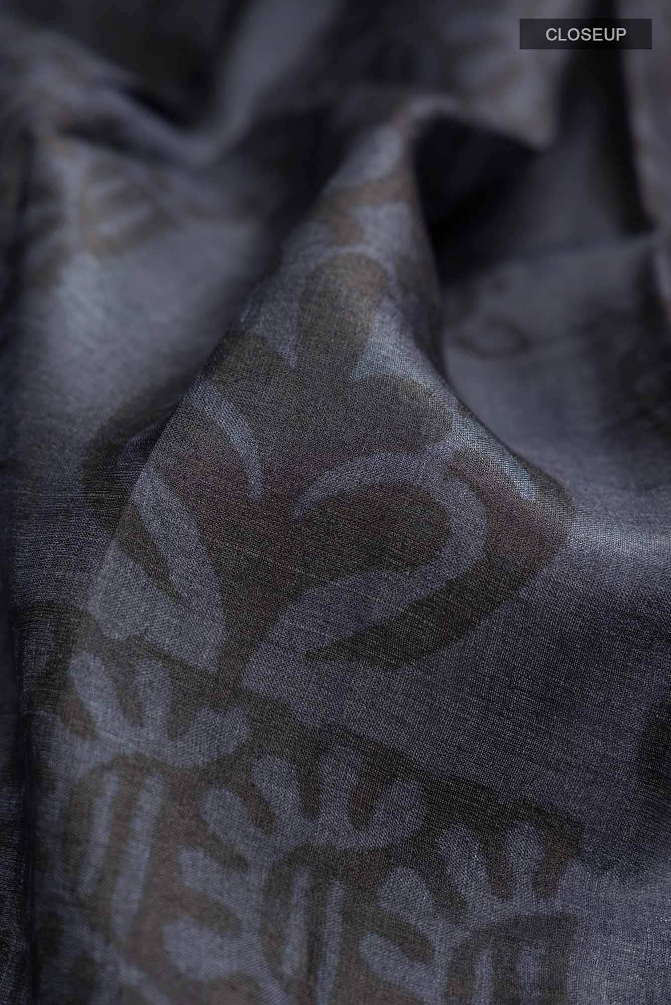 Blue Grey Bhagalpuri Tussar Silk Saree