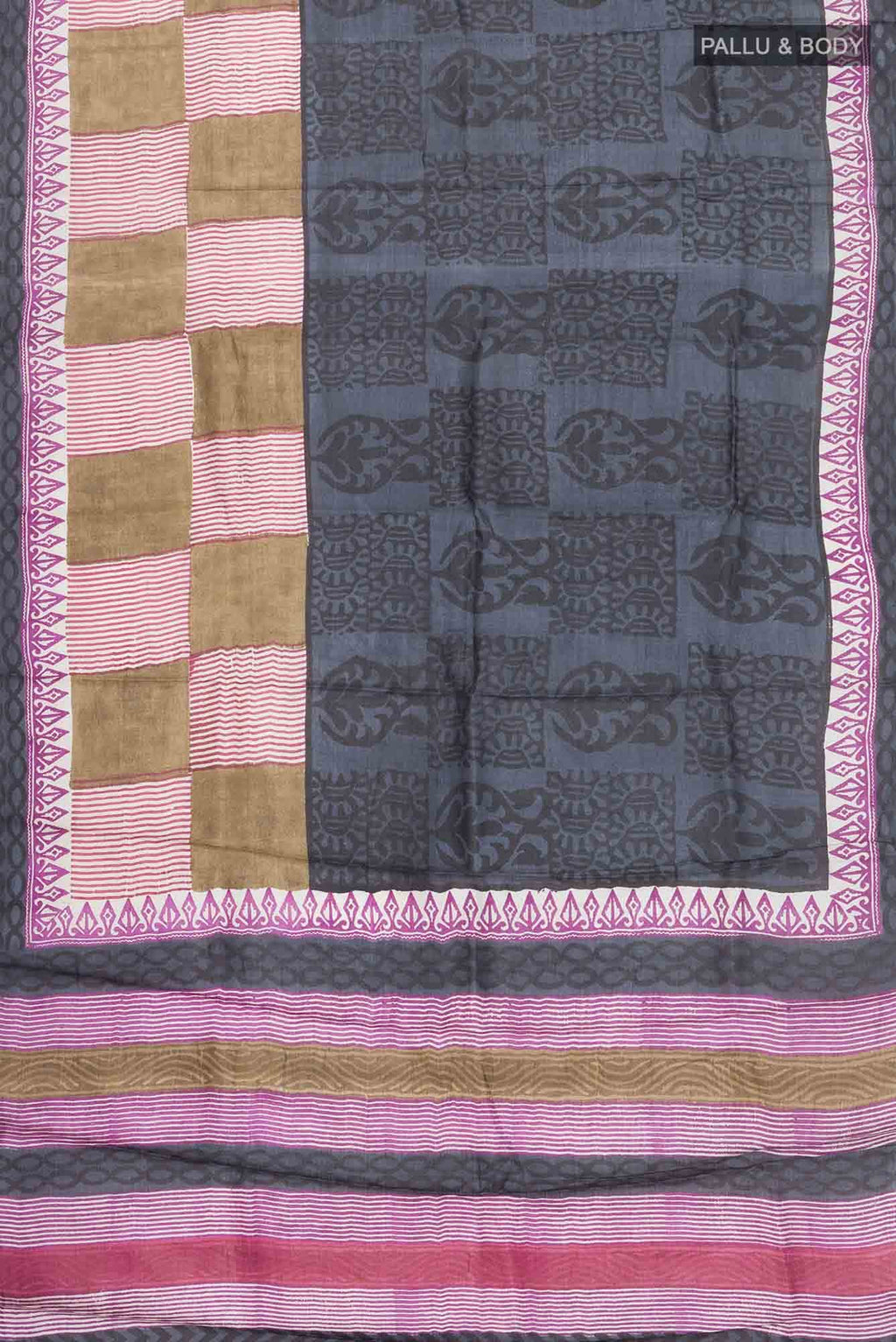 Blue Grey Bhagalpuri Tussar Silk Saree