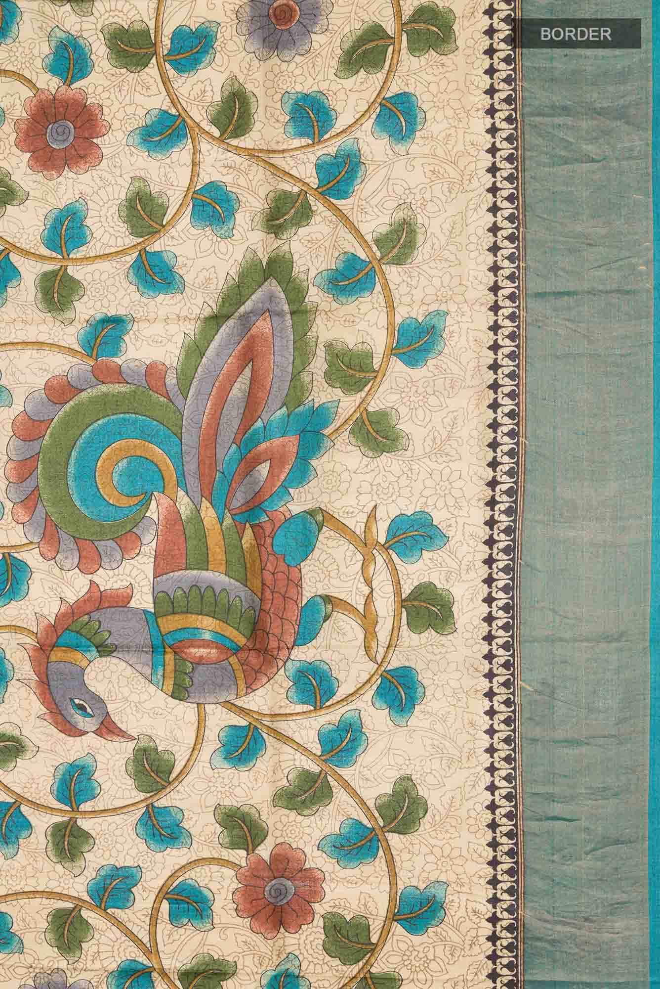 Beige Bhagalpuri Tussar Silk Saree