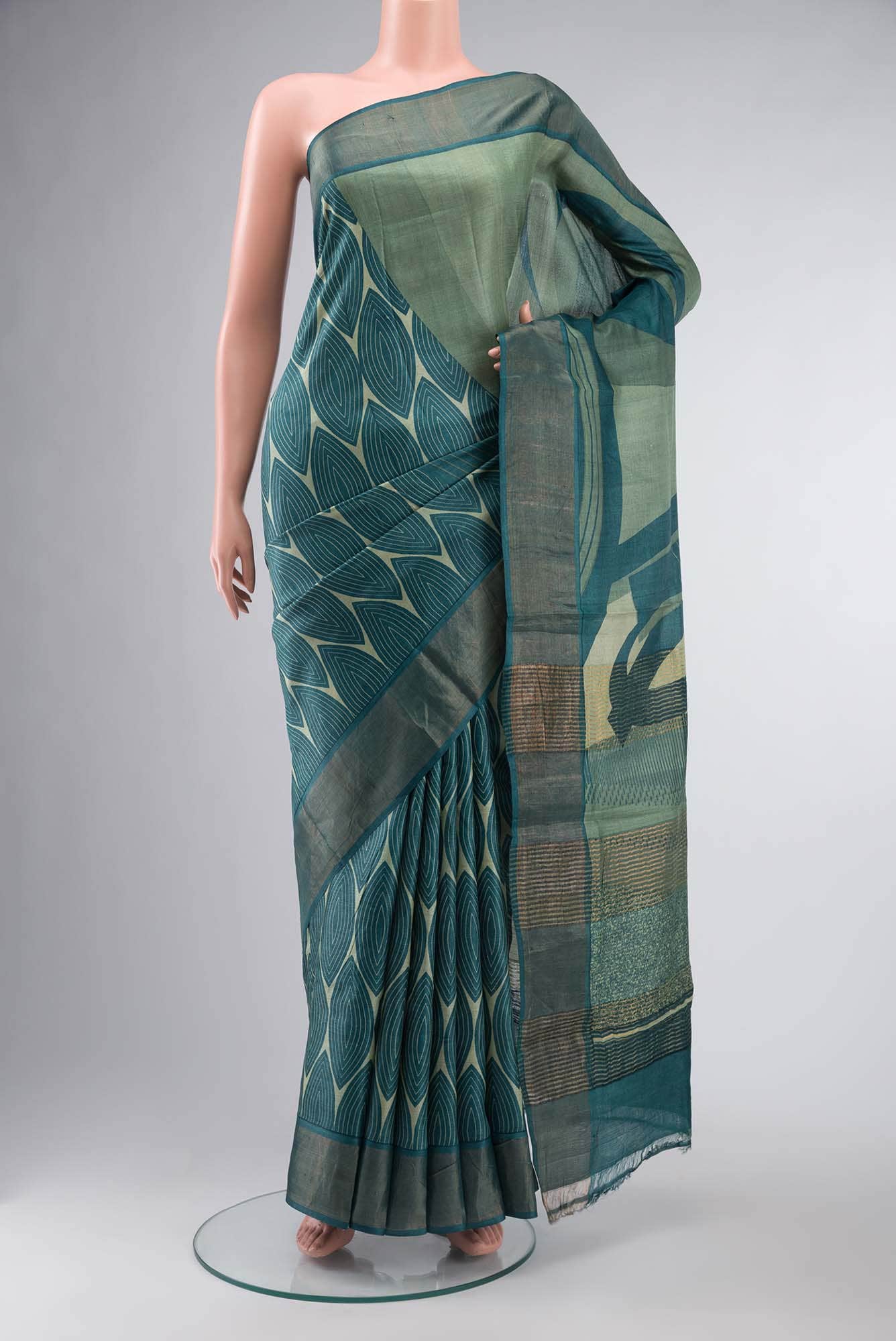 Green Bhagalpuri Tussar Silk Saree