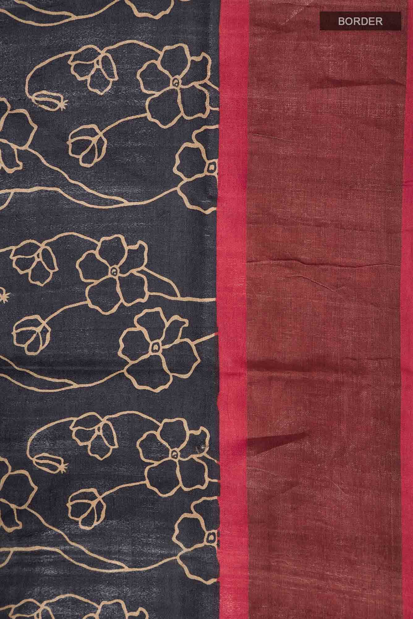 Black Bhagalpuri Tussar Silk Saree