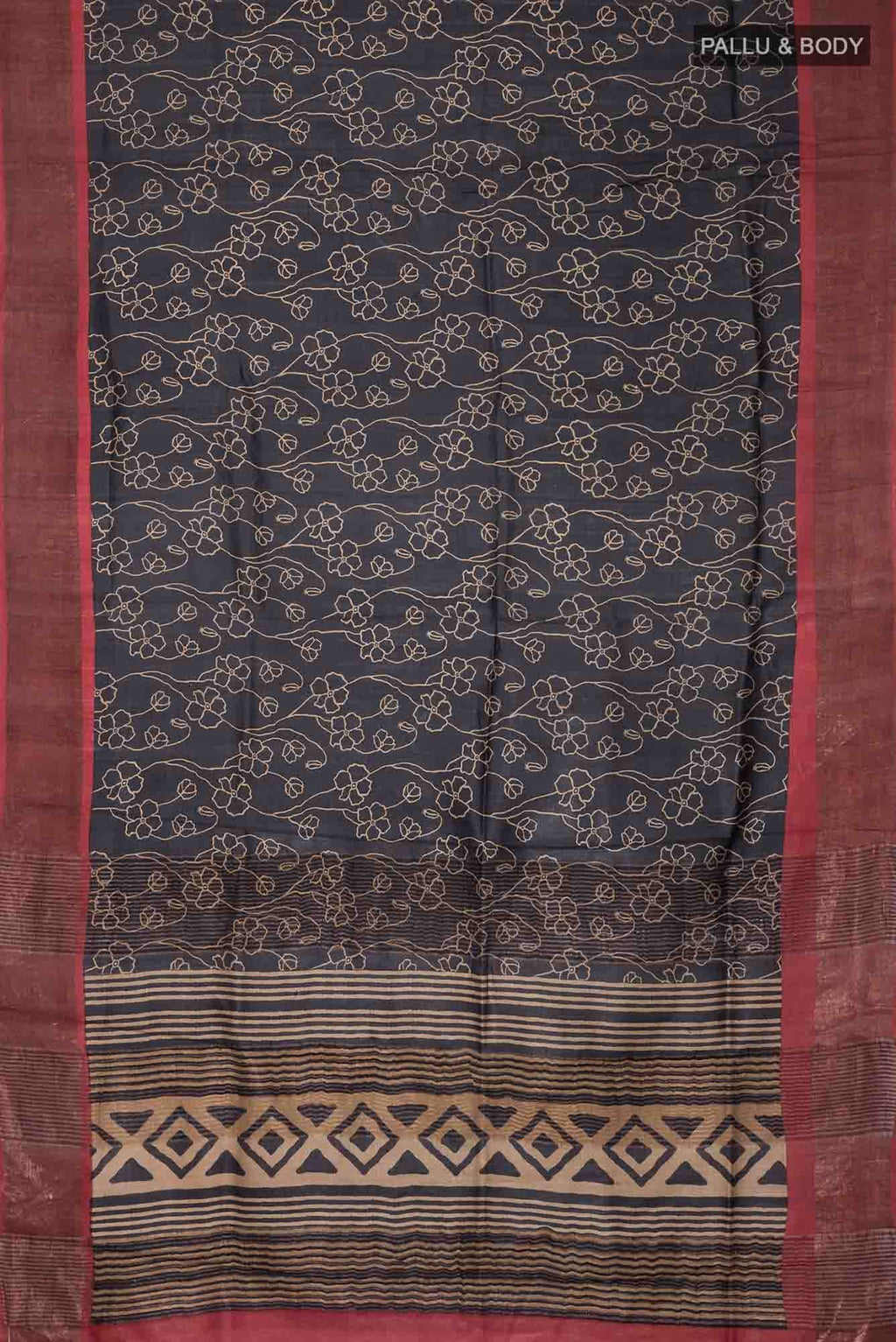 Black Bhagalpuri Tussar Silk Saree
