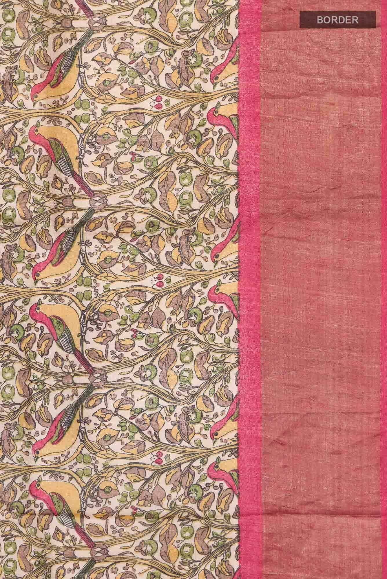 Beige Bhagalpuri Tussar Silk Saree