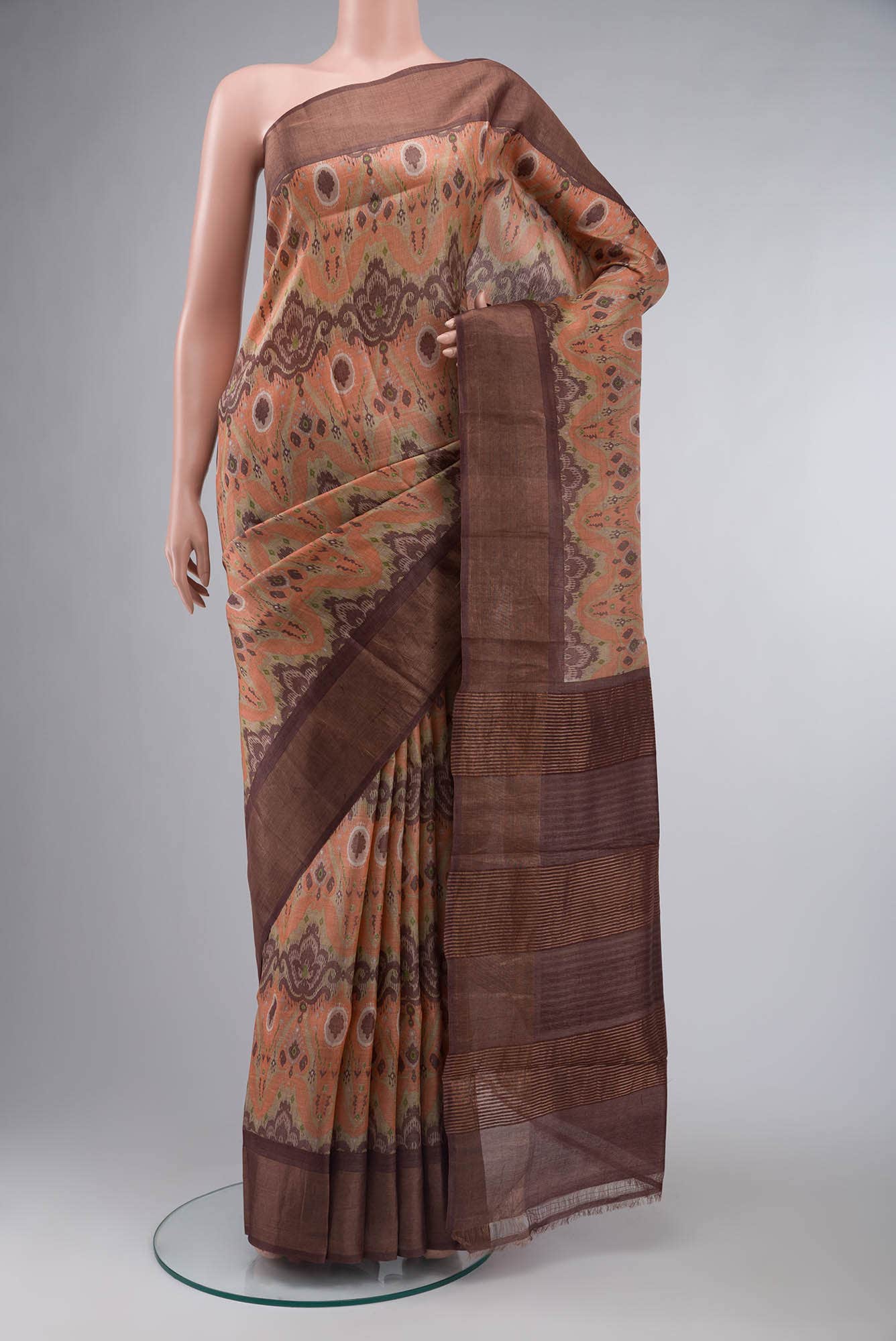 Rust Bhagalpuri Tussar Silk Saree