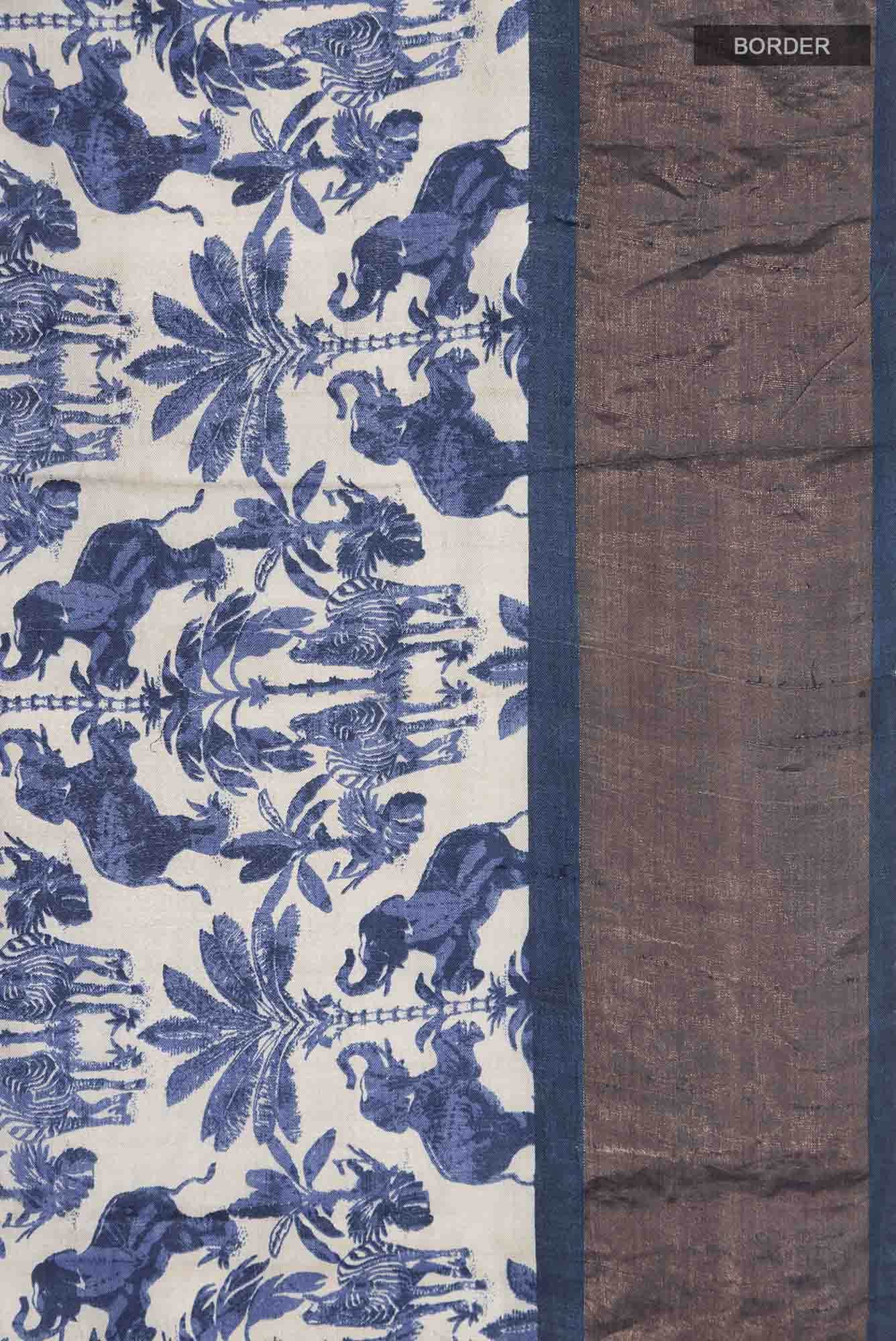 Blue Bhagalpuri Tussar Silk Saree