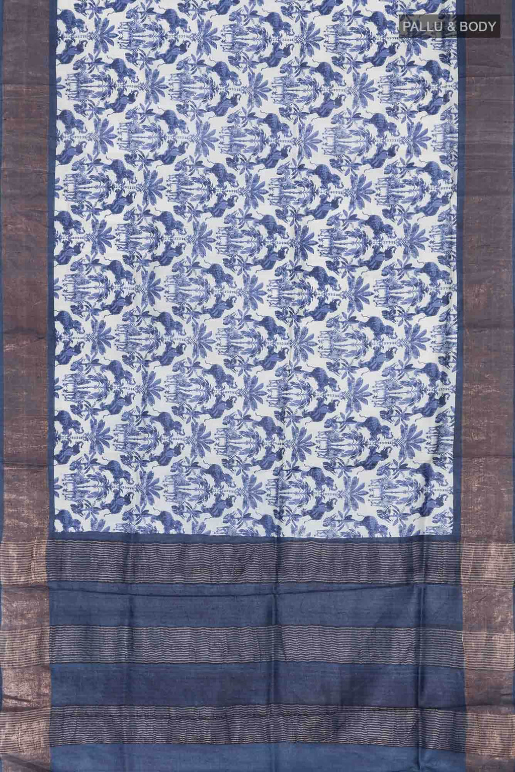 Blue Bhagalpuri Tussar Silk Saree