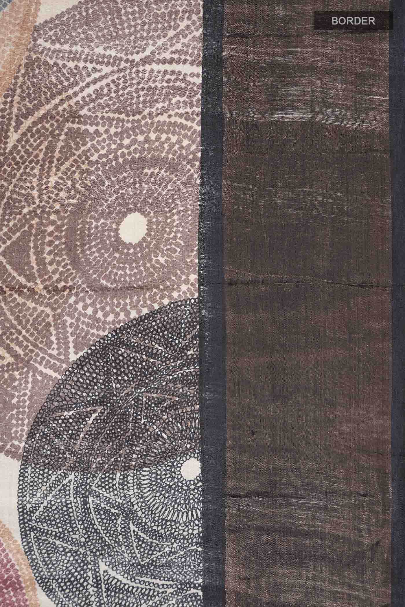 Beige Bhagalpuri Tussar Silk Saree