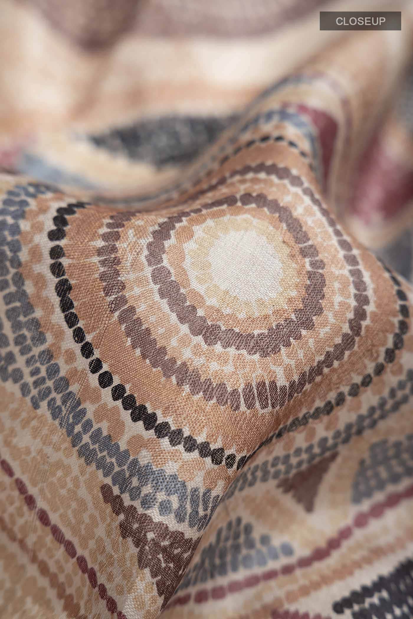 Beige Bhagalpuri Tussar Silk Saree