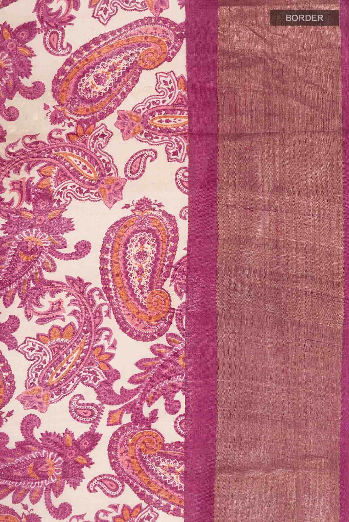 Beige Bhagalpuri Tussar Silk Saree