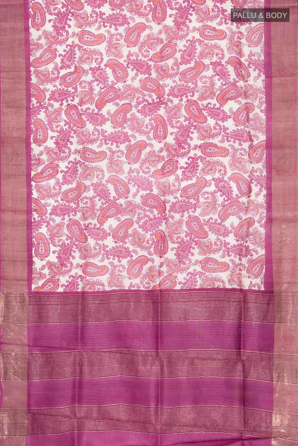 Beige Bhagalpuri Tussar Silk Saree