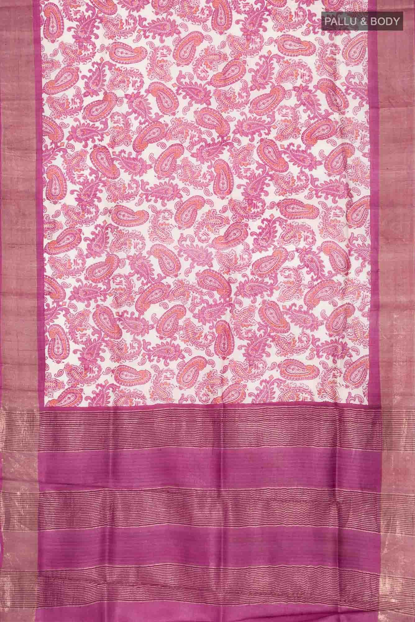 Beige Bhagalpuri Tussar Silk Saree