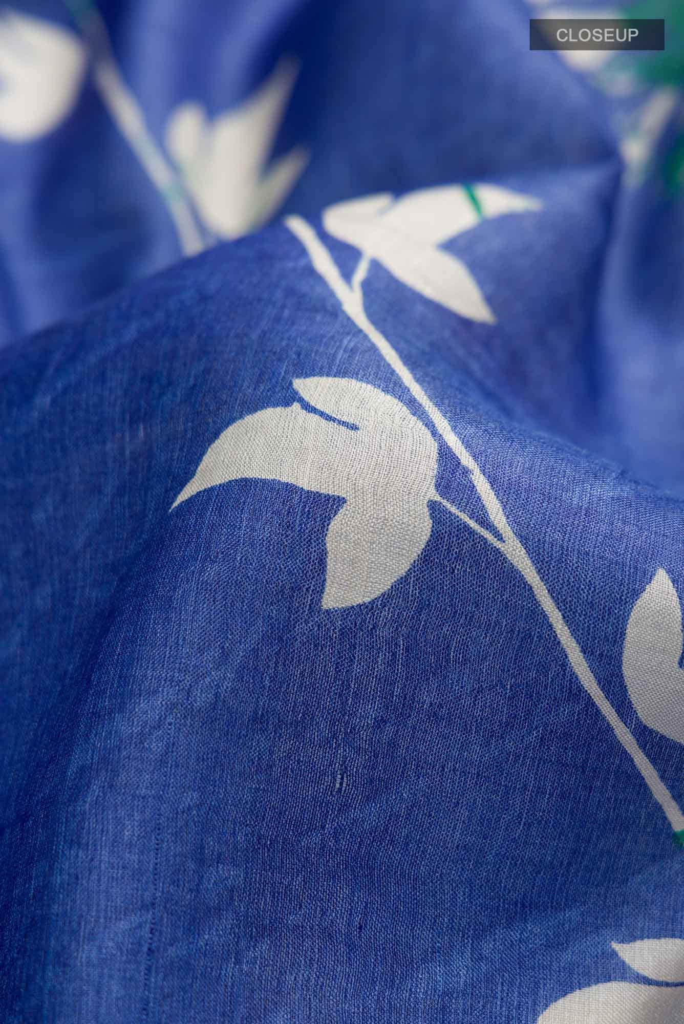 Blue Bhagalpuri Tussar Silk Saree