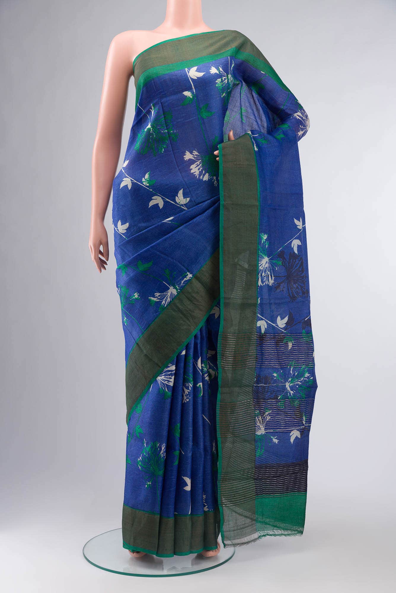 Blue Bhagalpuri Tussar Silk Saree