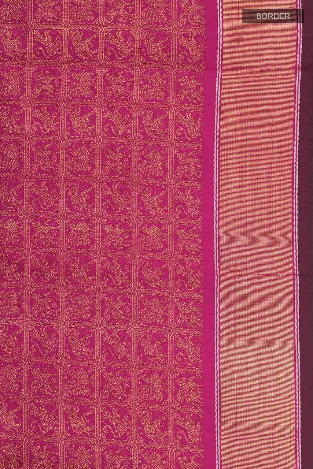Pure Silk Pure Zari Dark Pink Kanchipuram Saree