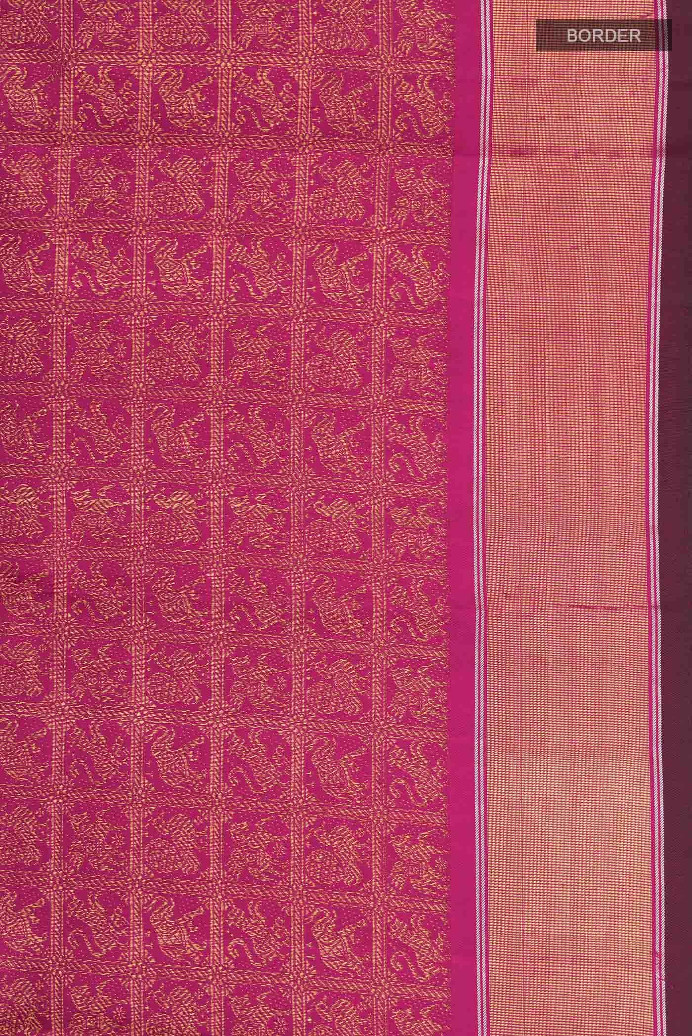 Pure Silk Pure Zari Dark Pink Kanchipuram Saree