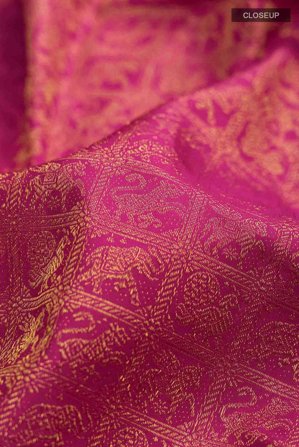 Pure Silk Pure Zari Dark Pink Kanchipuram Saree