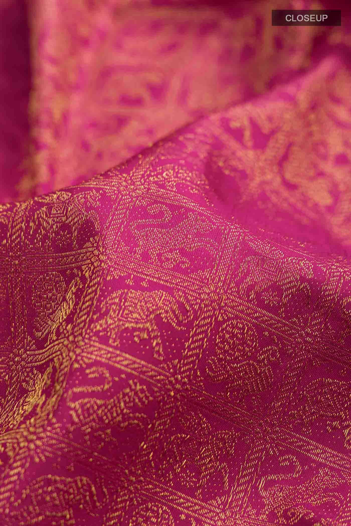 Pure Silk Pure Zari Dark Pink Kanchipuram Saree