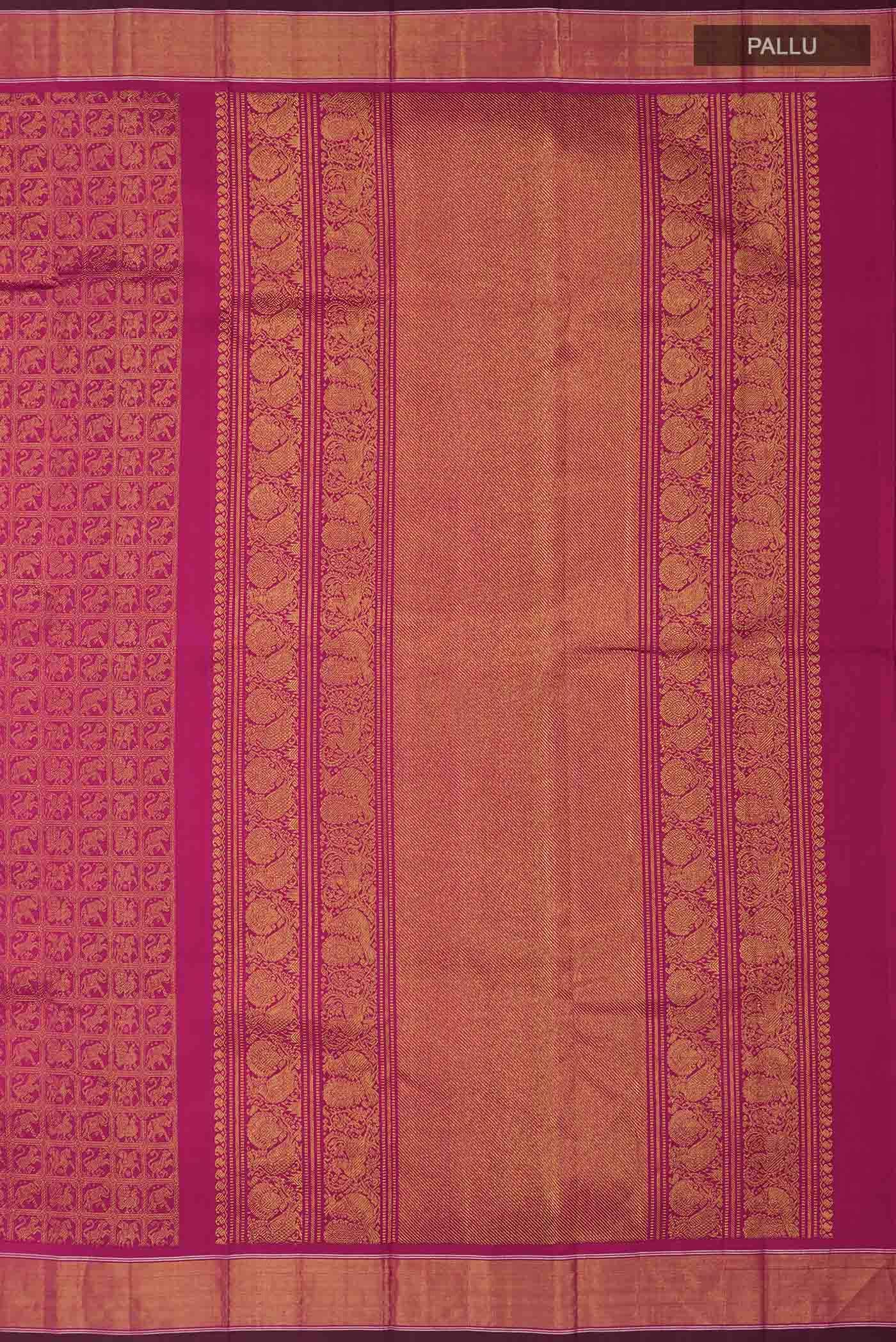 Pure Silk Pure Zari Dark Pink Kanchipuram Saree