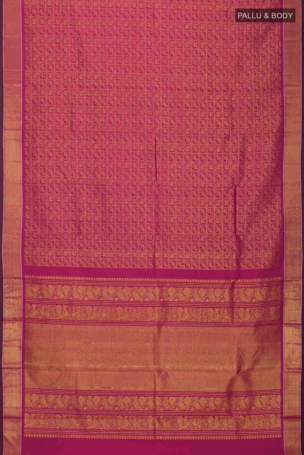 Pure Silk Pure Zari Dark Pink Kanchipuram Saree