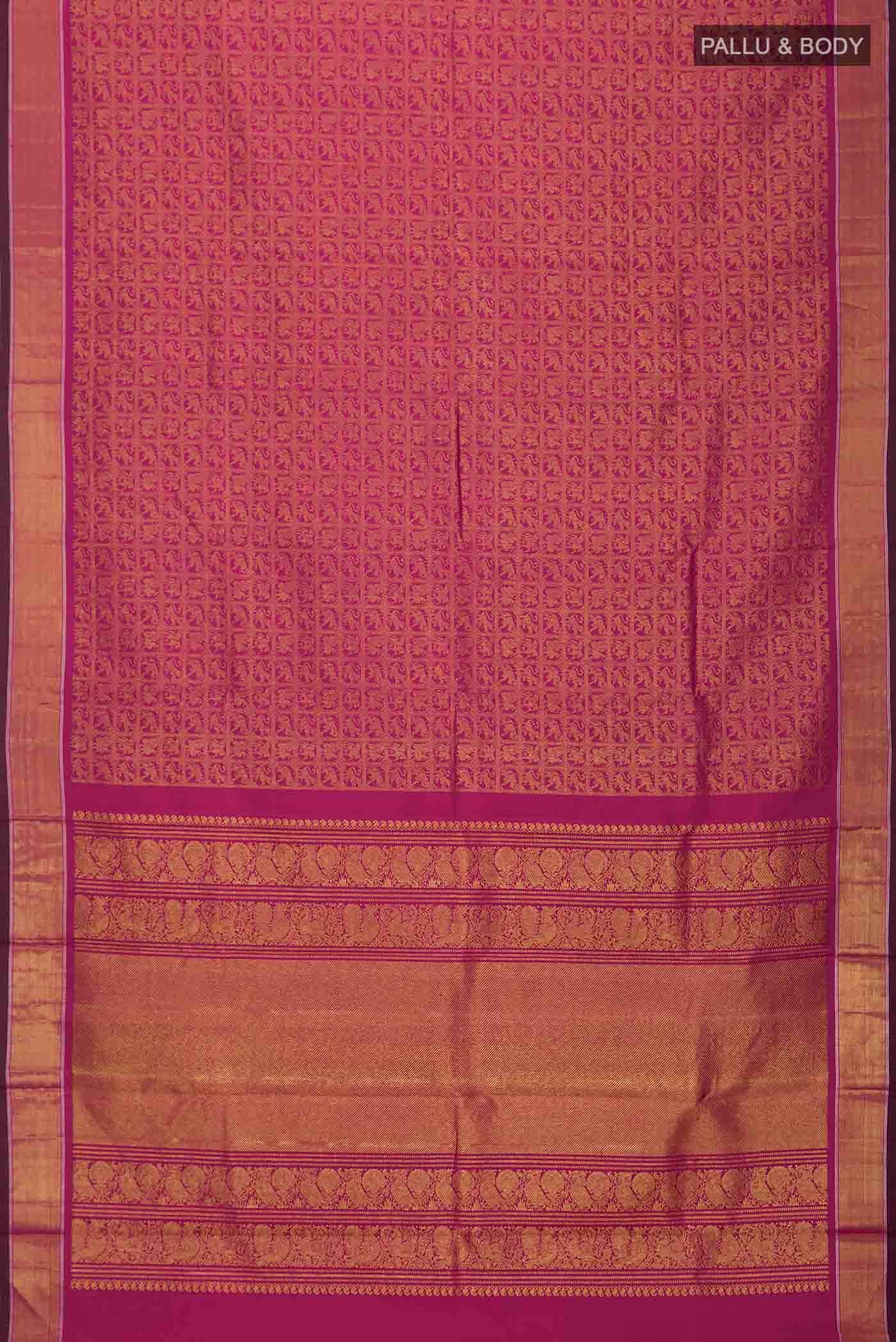 Pure Silk Pure Zari Dark Pink Kanchipuram Saree