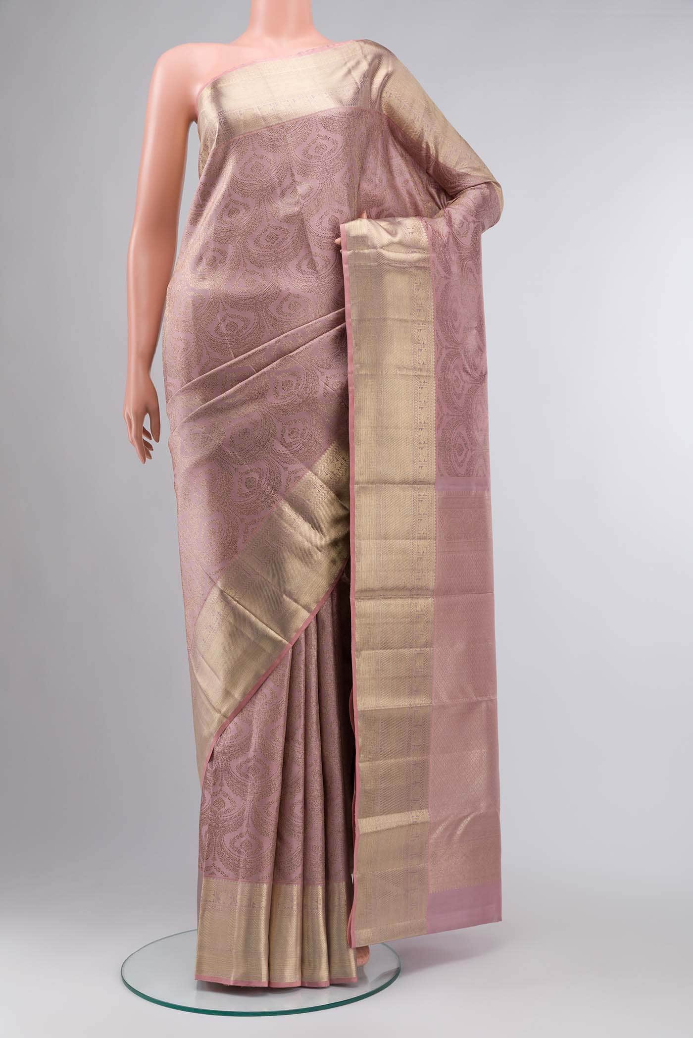 Rose Gold Kanchipuram Silk Saree