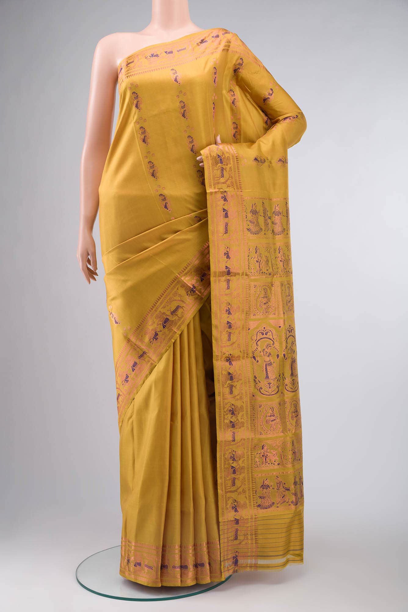 Mustard Baluchari Silk Saree