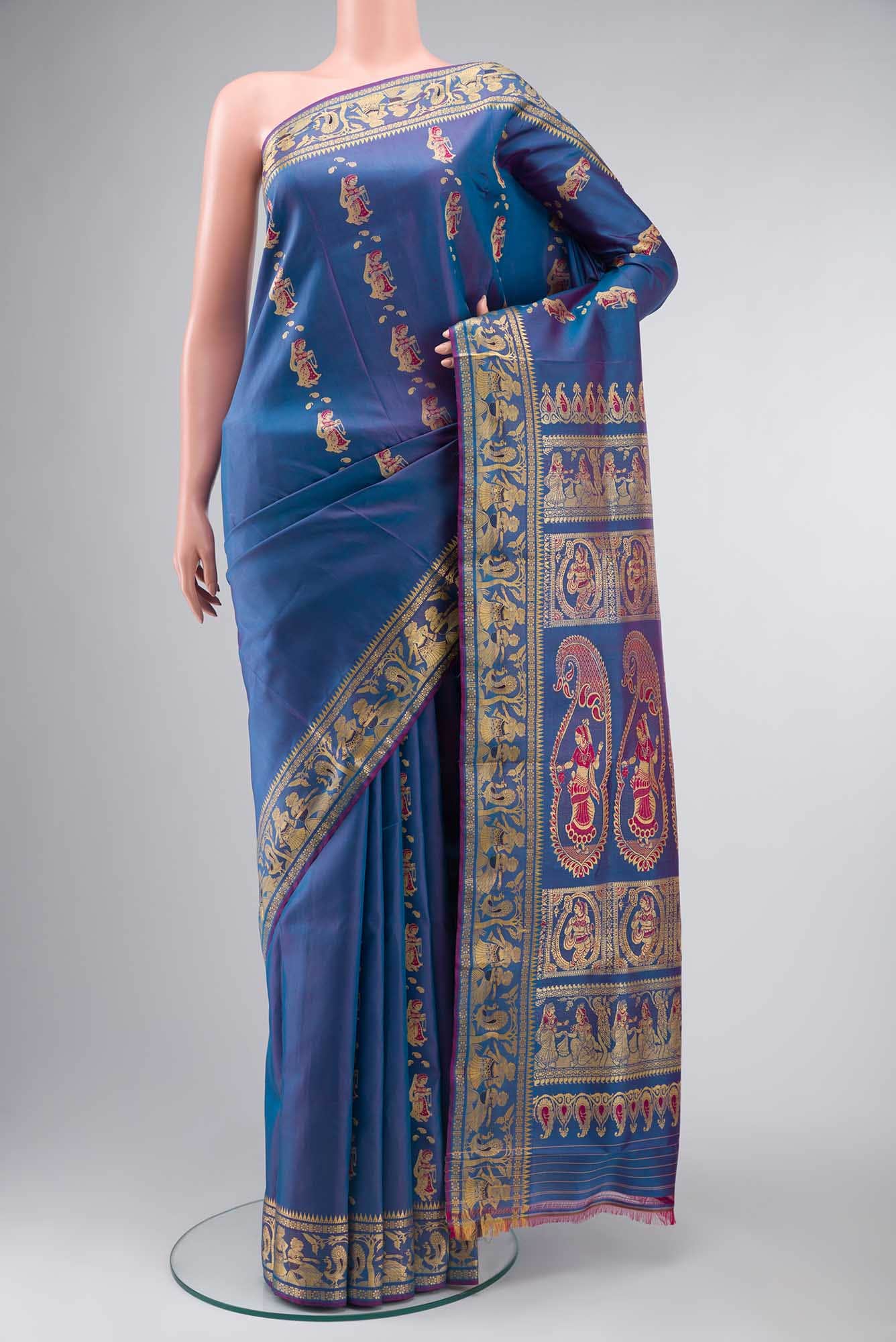 Blue Baluchari Silk Saree
