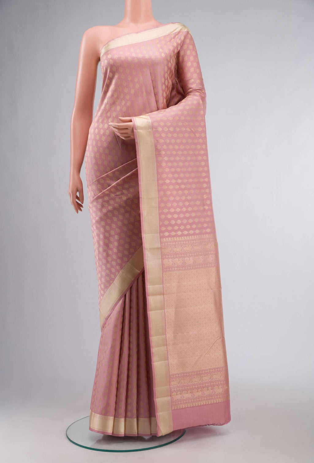 Rose Gold Kanchipuram Silk Saree