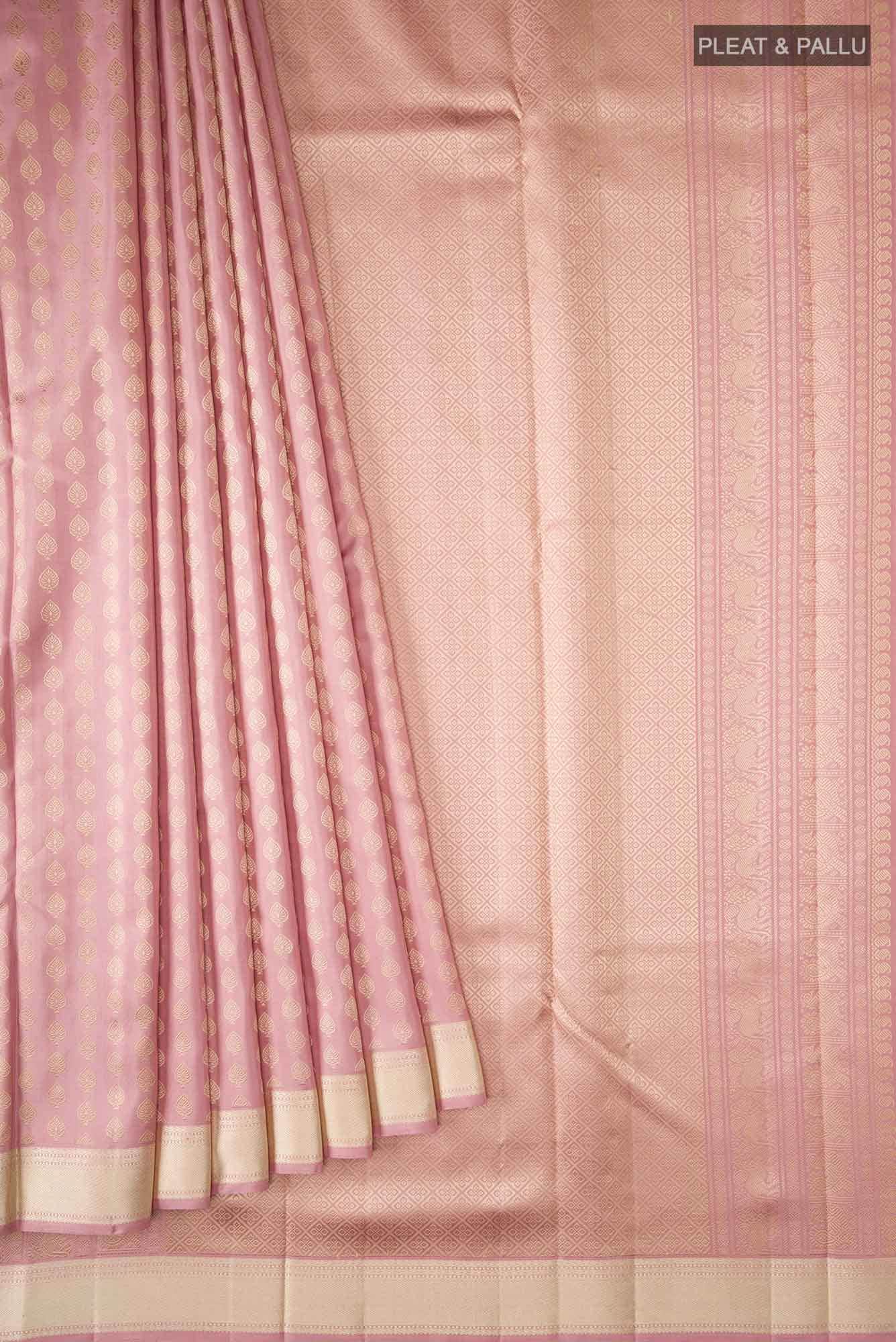 Rose Gold Kanchipuram Silk Saree