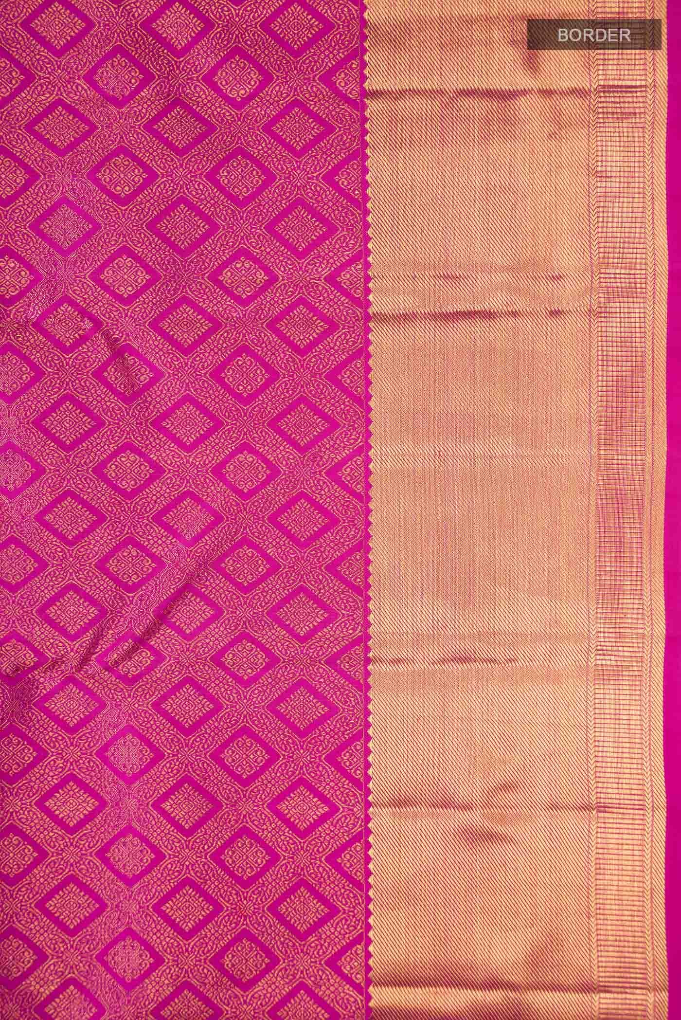 Pure Silk Pure Zari Rani Pink Kanchipuram Saree