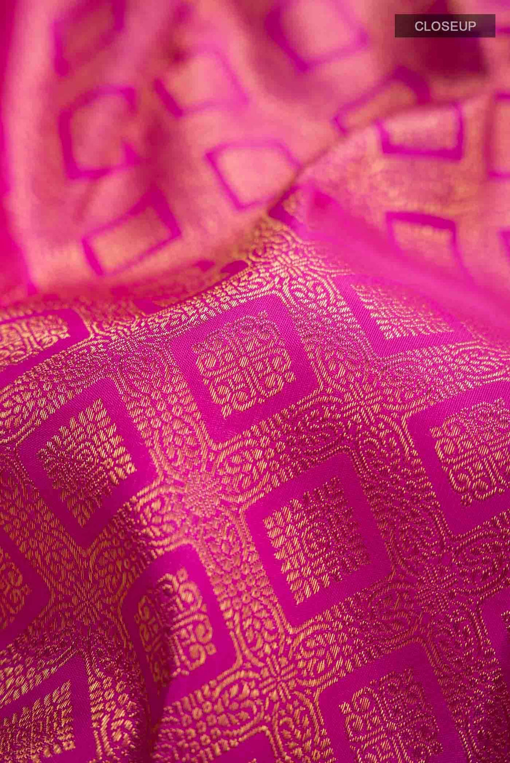 Pure Silk Pure Zari Rani Pink Kanchipuram Saree