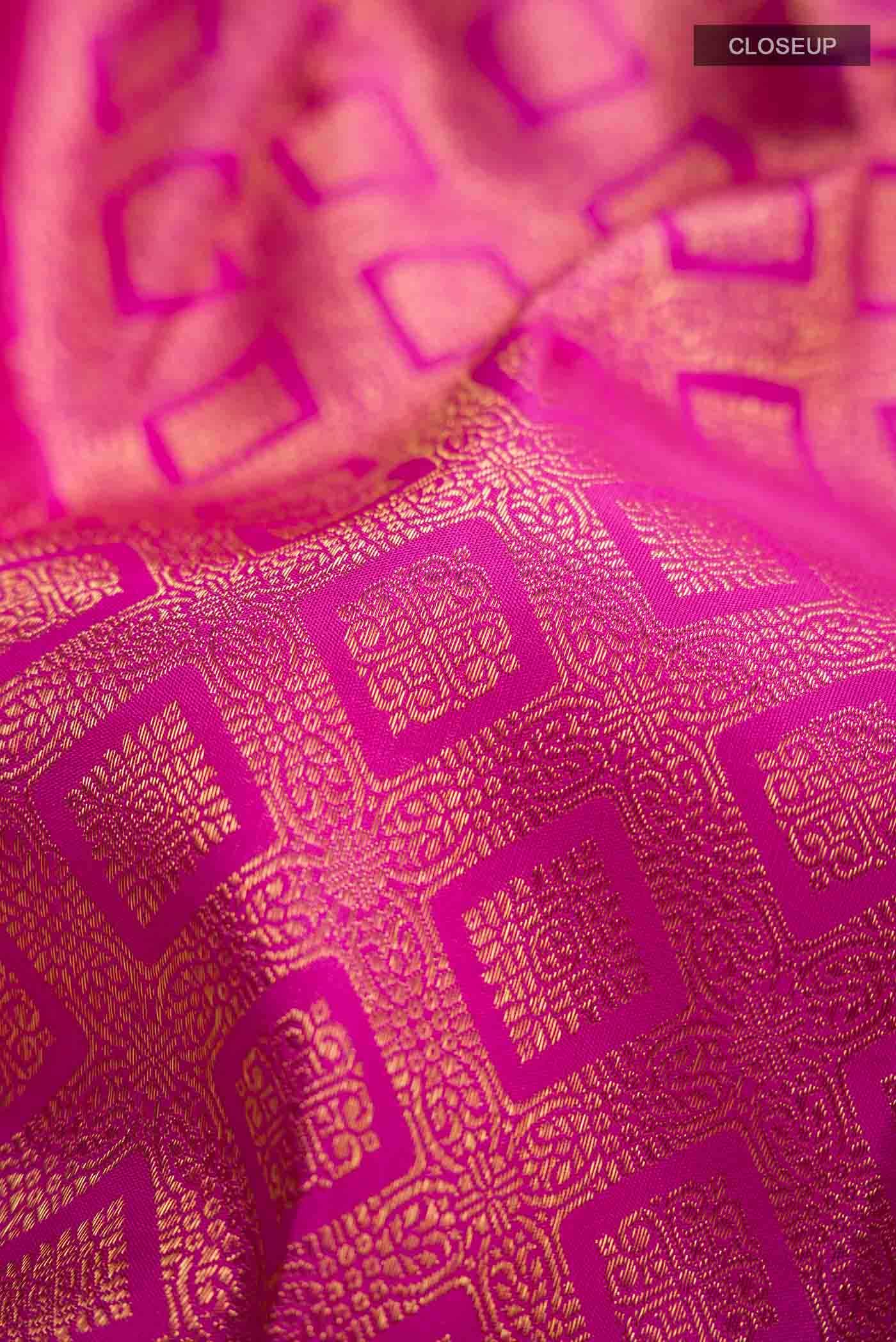 Pure Silk Pure Zari Rani Pink Kanchipuram Saree