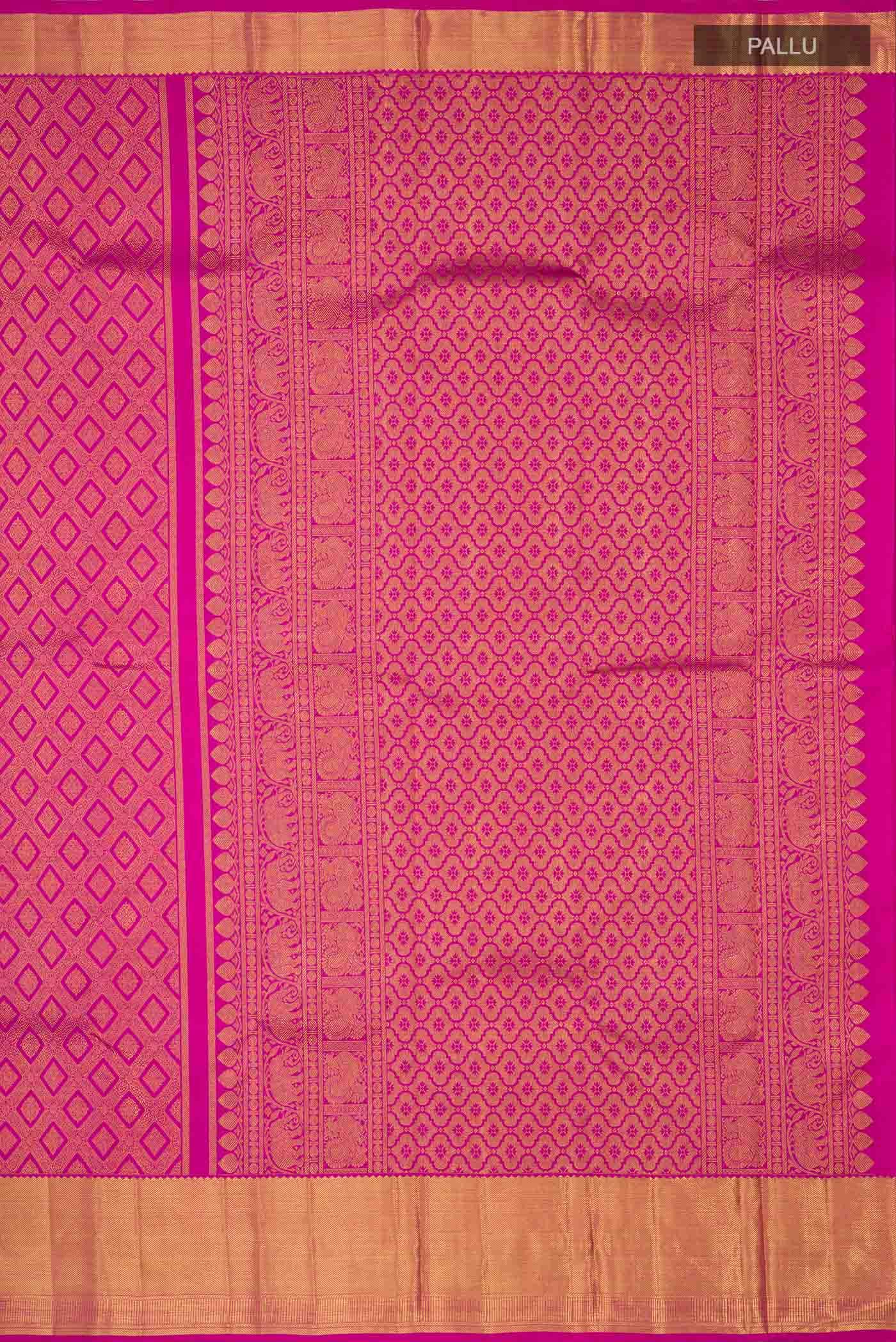 Pure Silk Pure Zari Rani Pink Kanchipuram Saree
