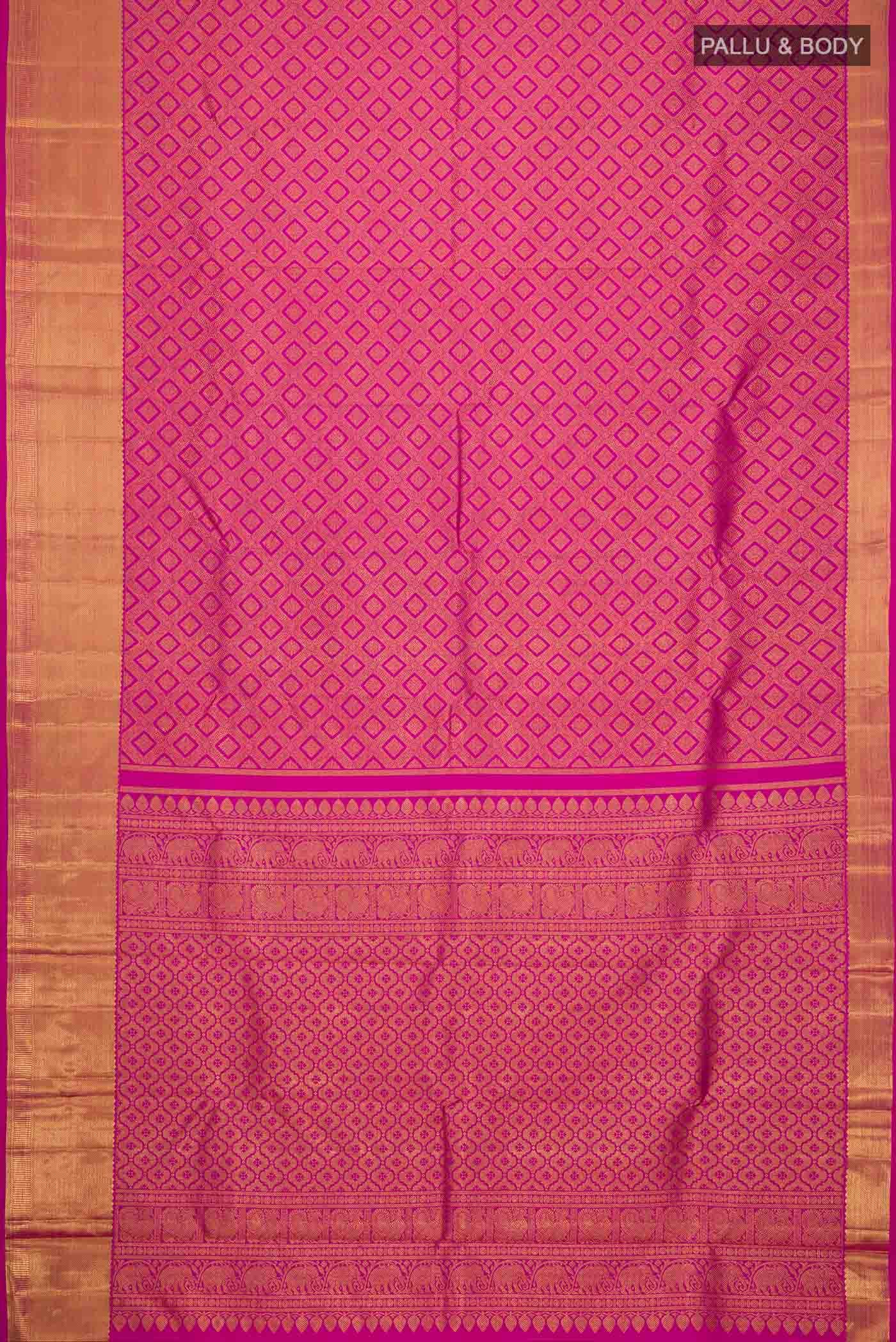 Pure Silk Pure Zari Rani Pink Kanchipuram Saree