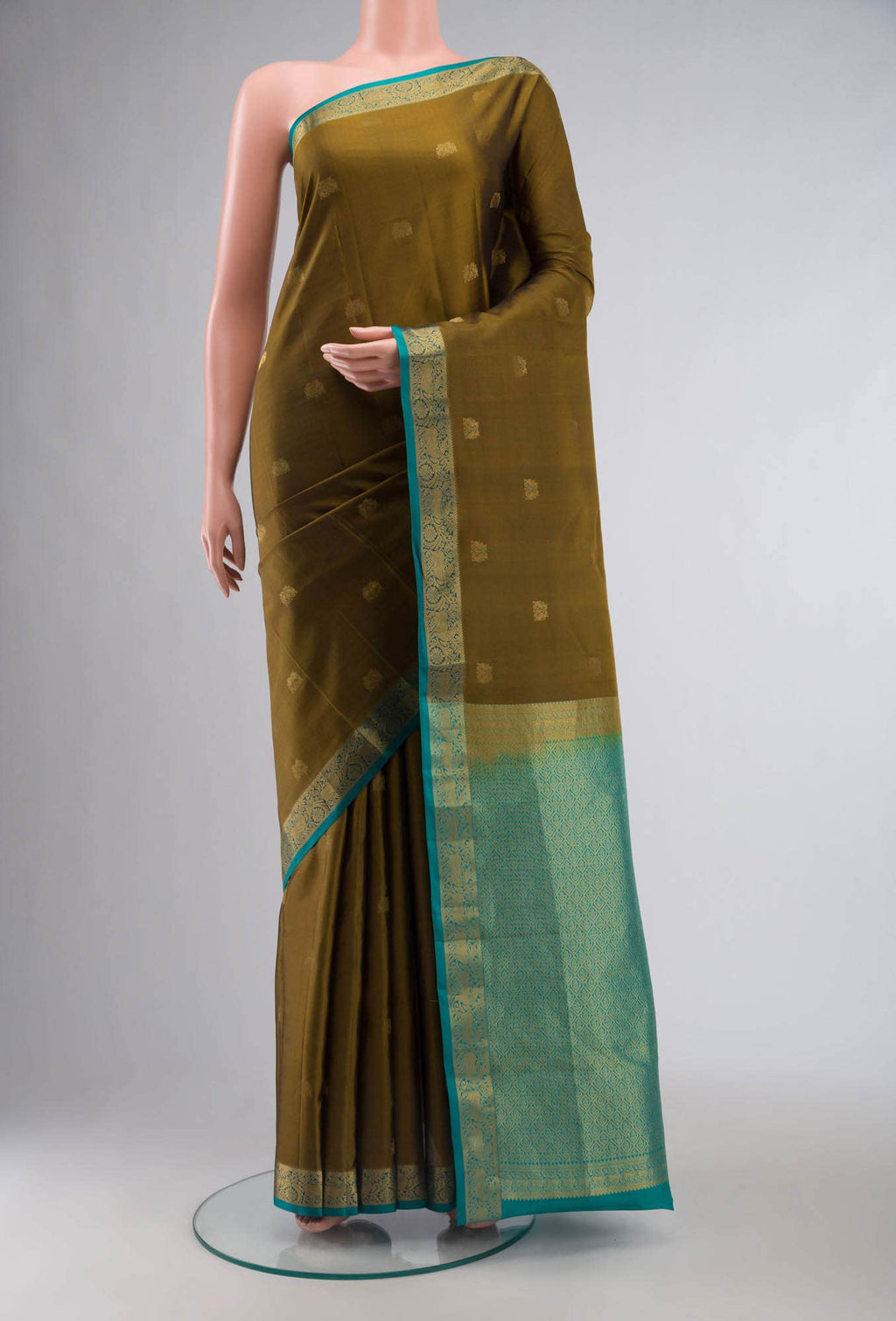 Mehandi Green Kanchipuram Silk Saree