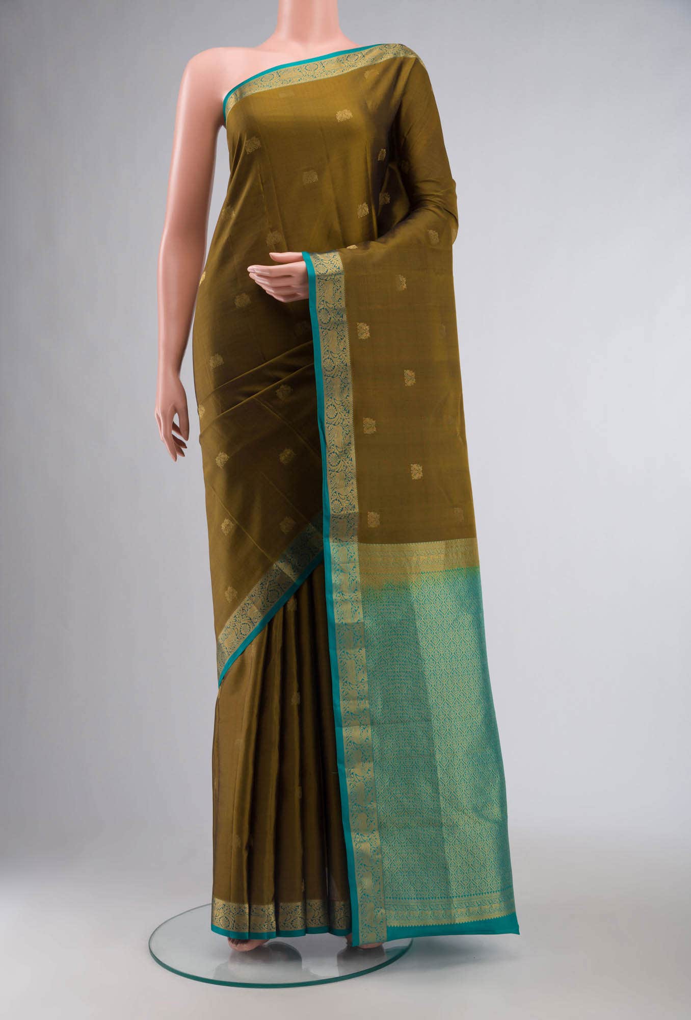 Mehandi Green Kanchipuram Silk Saree