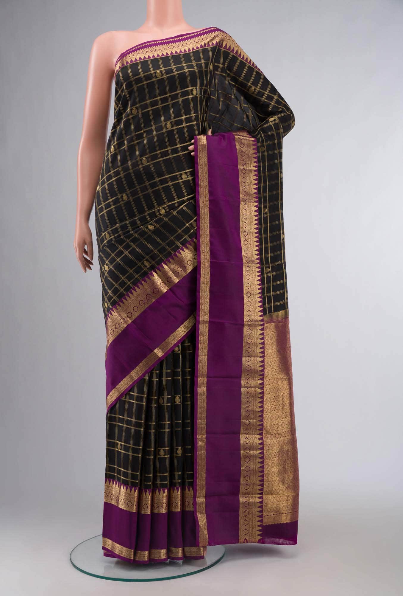 Black Kanchipuram Silk Saree