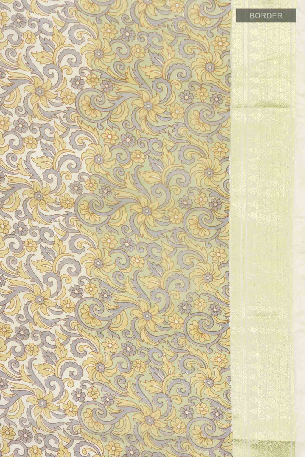 Beige Printed Silk Saree