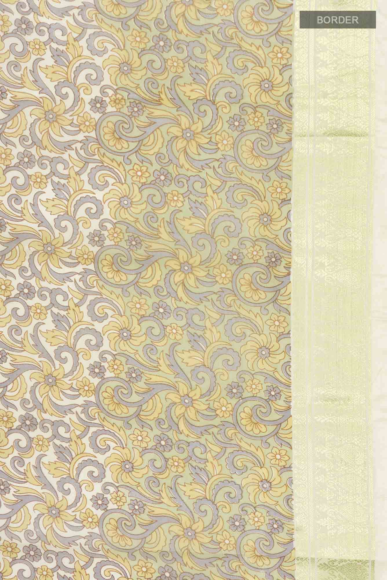 Beige Printed Silk Saree