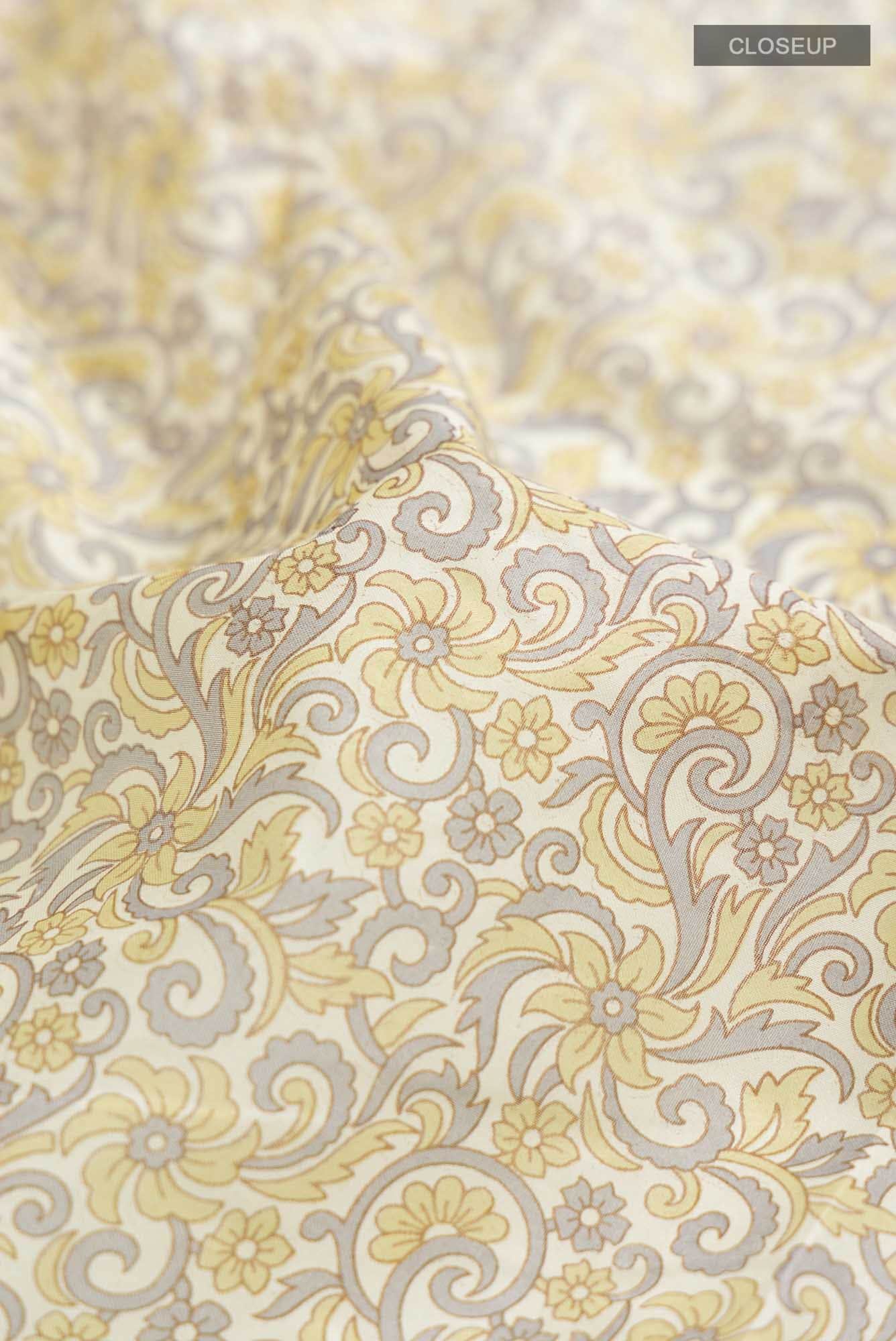 Beige Printed Silk Saree