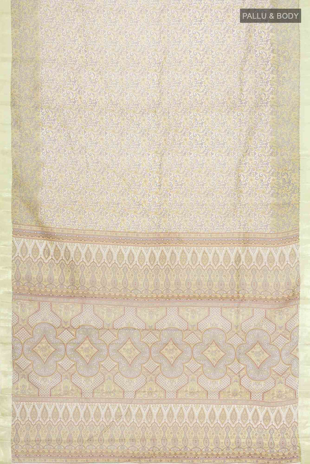 Beige Printed Silk Saree