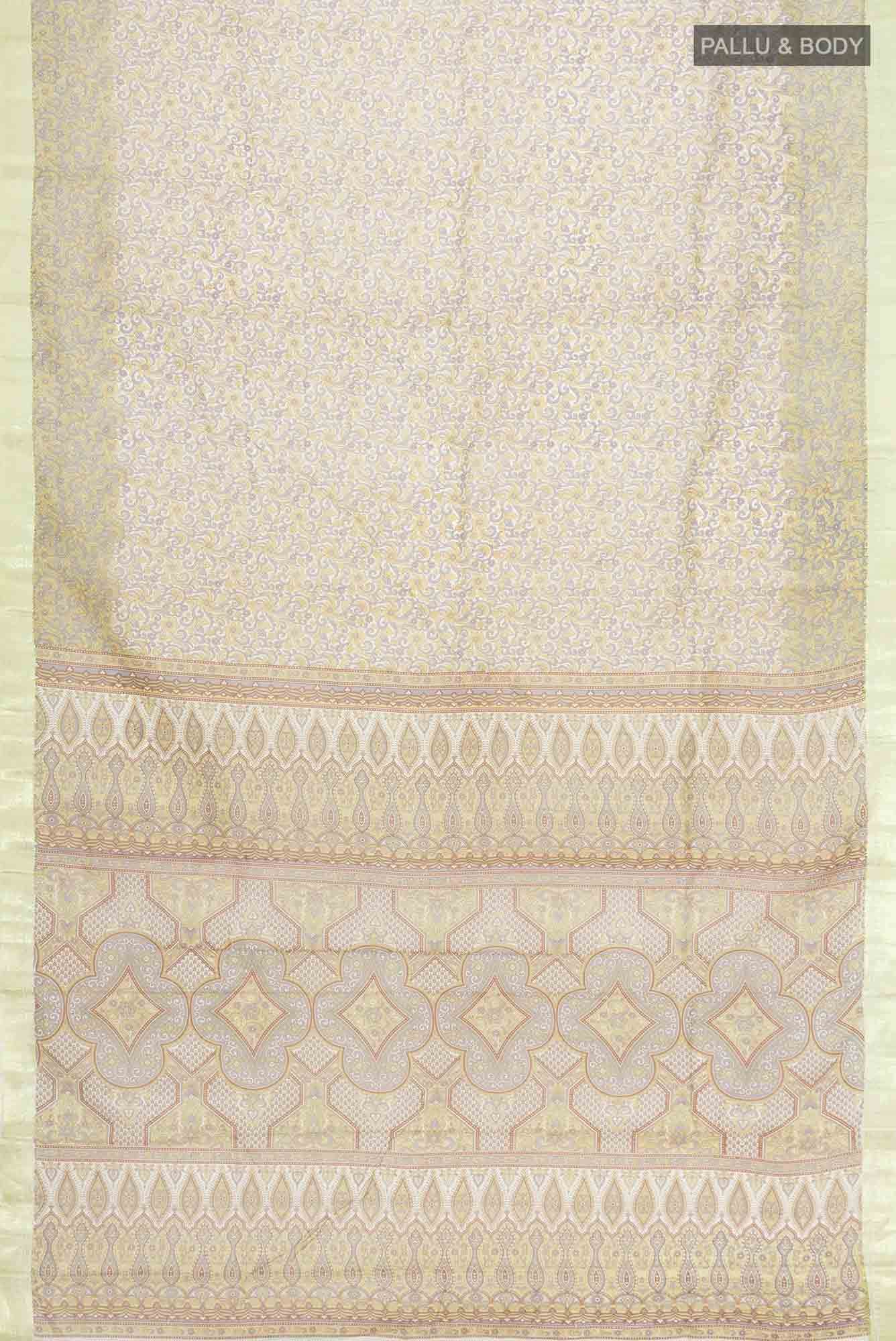 Beige Printed Silk Saree