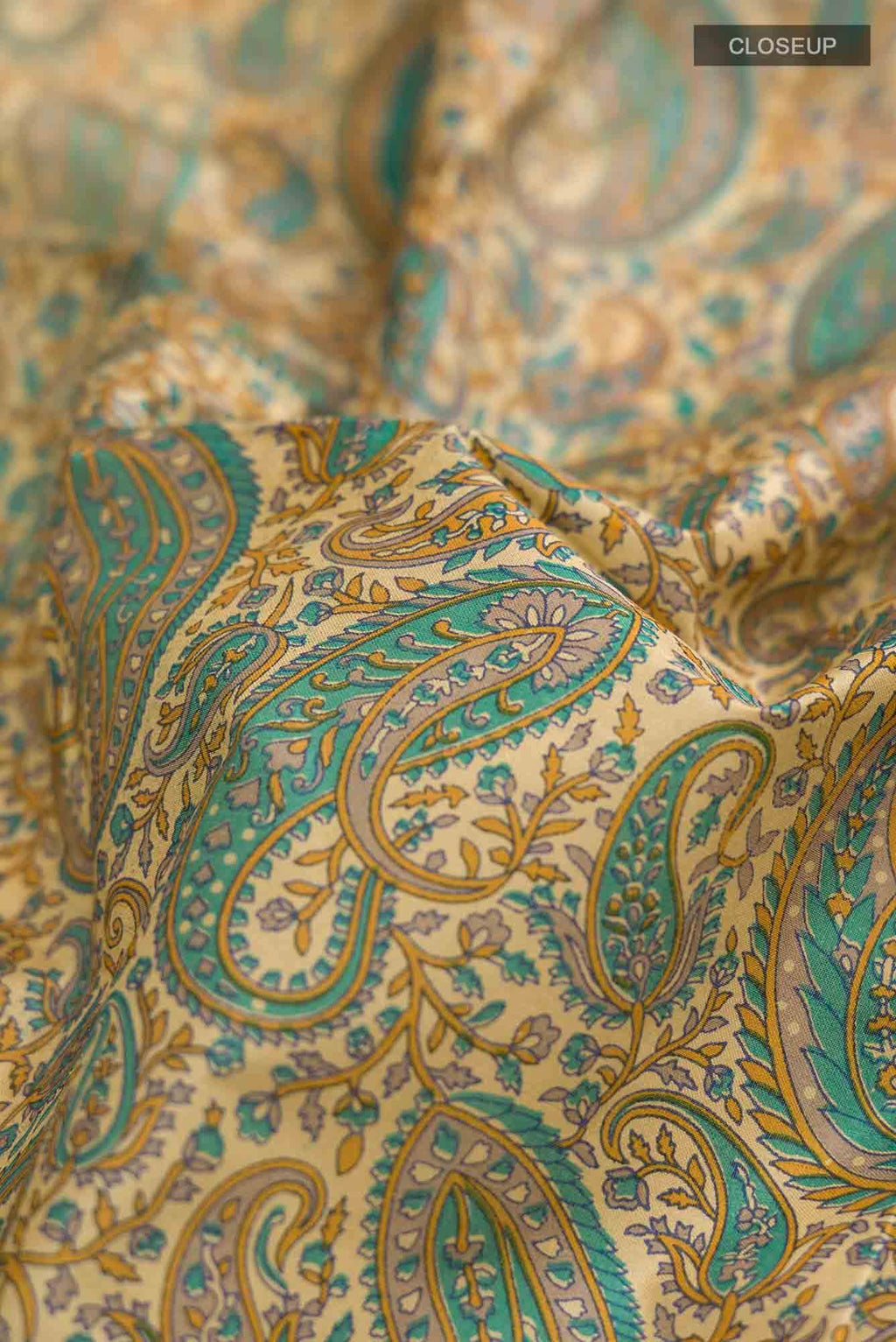 Beige Printed Silk Saree