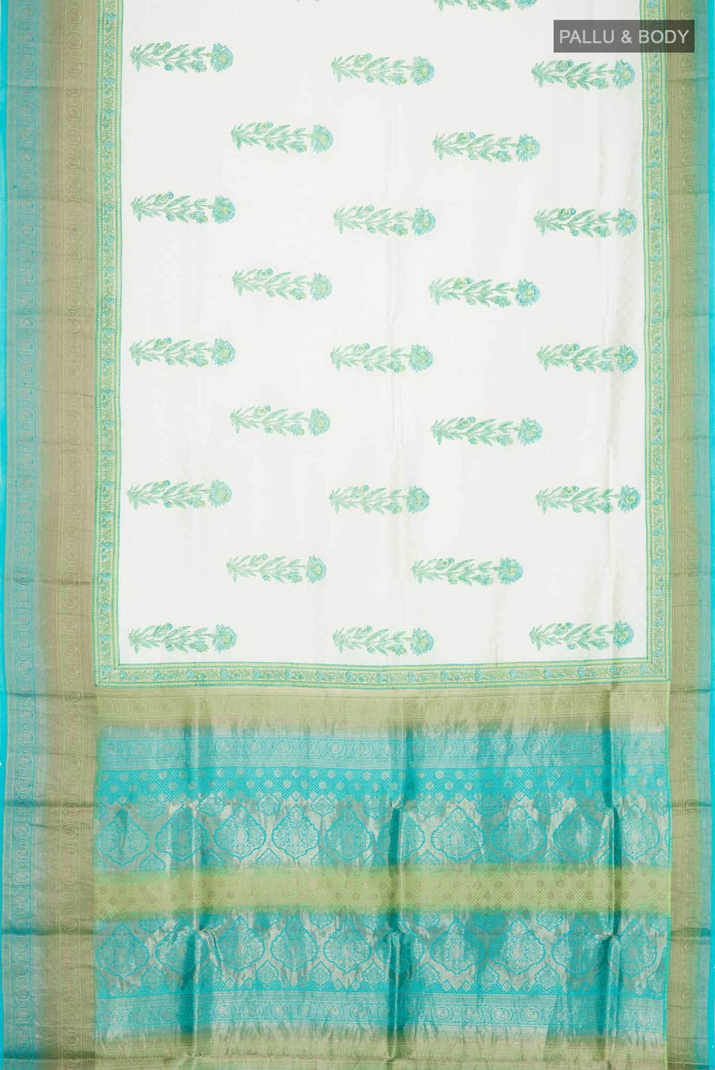 Off White Printed Silk Saree